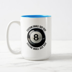 Pool 8 Ball & Kleiner Text HELLBLAU 0,44l Custom Zweifarbige Tasse