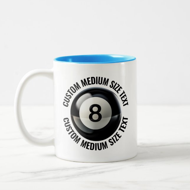 Pool 8 Ball & Mitteltext HELLBLAU 325ml Custom Zweifarbige Tasse (Links)