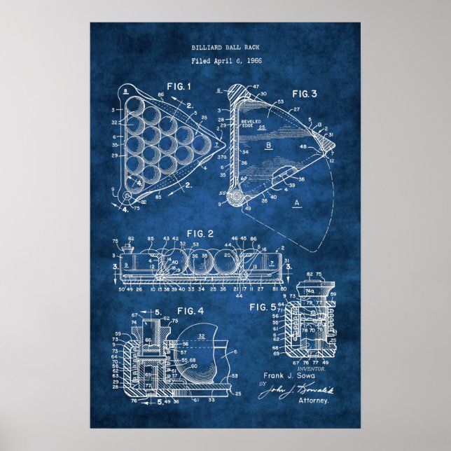 Pool Ball Rack Patent #9 Rec Room Poster (Vorne)