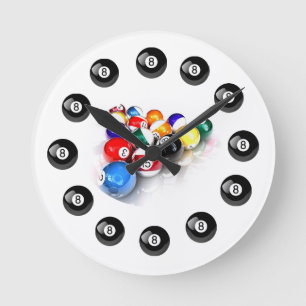 Pool Ball Wall Clock Runde Wanduhr