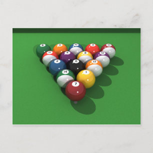 Pool-Bälle auf grünem Felt: Postkarte