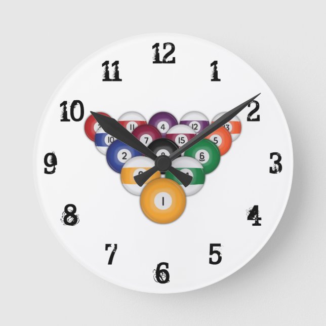 Pool Balls: Wall-Uhr Runde Wanduhr (Vorderseite)