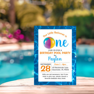 Pool Beach Ball Erster Geburtstag Einladung