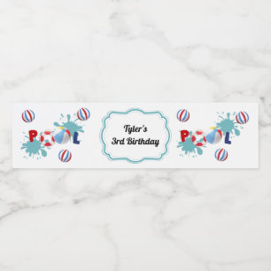 Pool Beach Ball Party Wasser Flasche Etikett