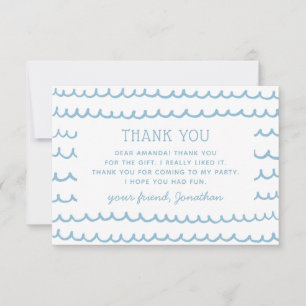 Pool & Beach Nautical Blaue Wellen   Kindergeburts Dankeskarte