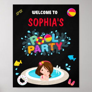 Pool Begrüßung Party Schild Girl Wasserrutsche Poo