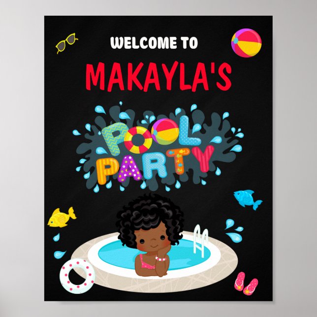 Pool Begrüßung Party Zeichen Girl Splash Schwimmba Poster (Vorne)