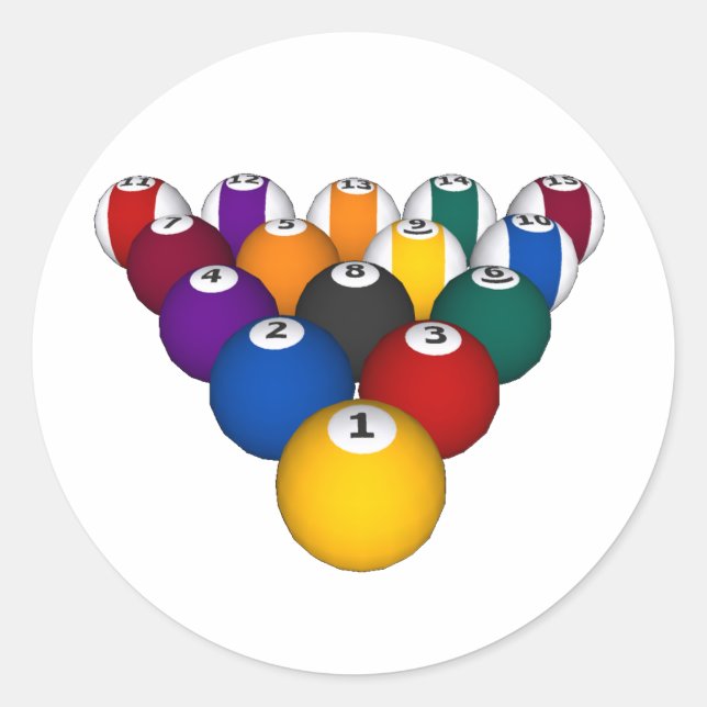 Pool: Billard Balls: Billard: Runder Aufkleber (Vorderseite)