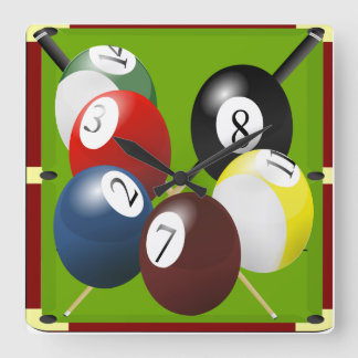 Pool-/Billard-Uhr Quadratische Wanduhr
