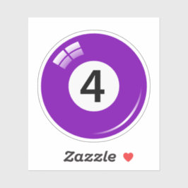 Pool/Billardkugel Nummer vier (4) lila Aufkleber