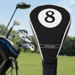 Pool Billiard 8 Ball Name Schwarz Golf Headcover