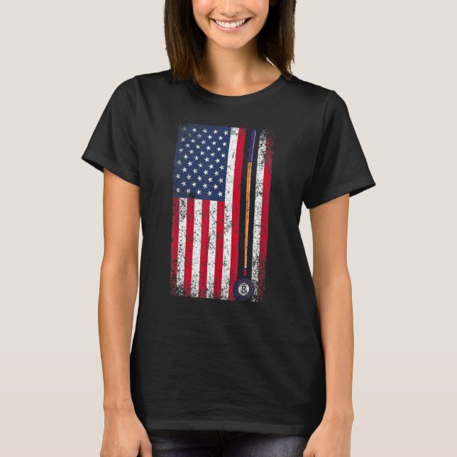 Pool Billiards American Flag Gift T-Shirt (Vorderseite)
