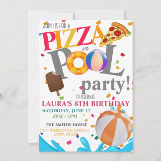 Pool Birthday Party Einladung