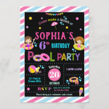 Pool Birthday Party Girl Summer Beach Swim