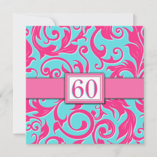 Pool Blue & Pink 60. Geburtstagsparty Einladungen