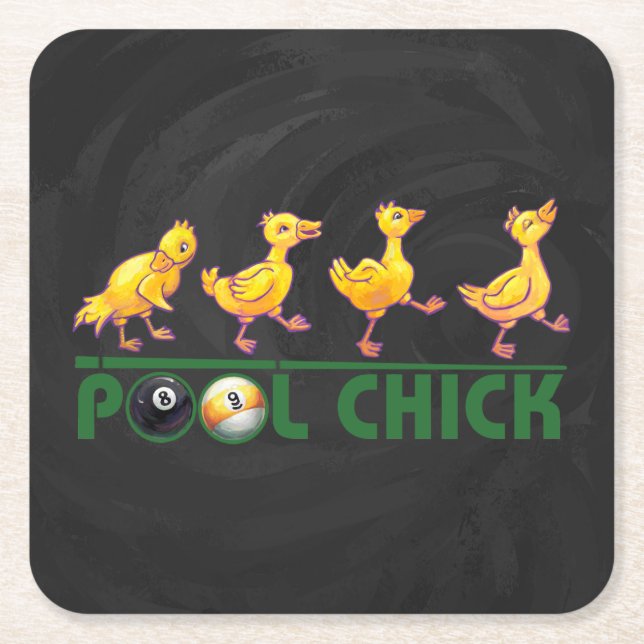 Pool Chick Rechteckiger Pappuntersetzer (Vorderseite)