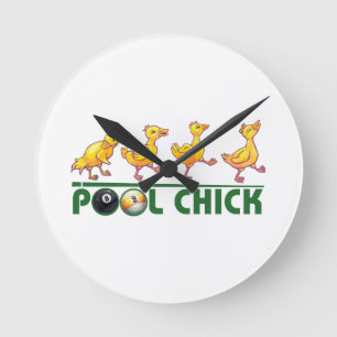 Pool Chick Runde Wanduhr