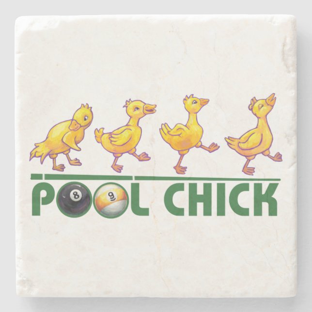 Pool Chick Steinuntersetzer (Vorderseite)