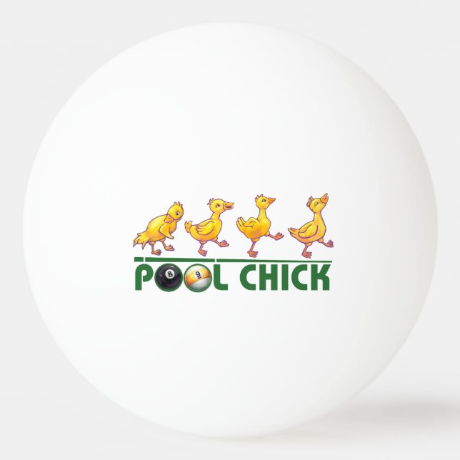 Pool Chick Tischtennisball (Vorderseite)