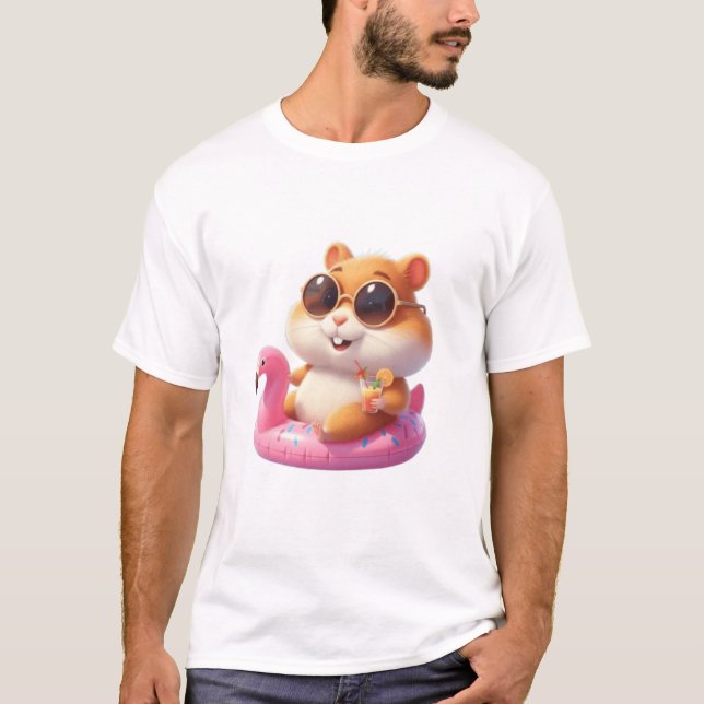 Pool Day Hamster - Cooles Summer TinyFur T-Shirt (Vorderseite)