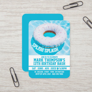 Pool Doughnut, Pool Party Geburtstag Handout Ticke Visitenkarte