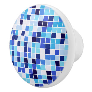 Pool Fliesen, Blaue Mosaikfliesen, Geometrisches M Keramikknauf
