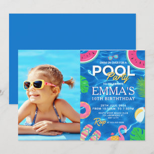 Pool Foto Geburtstagsparty Einladung