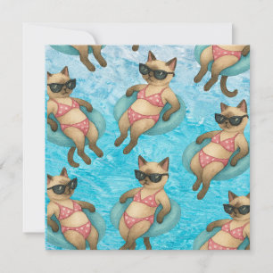 Pool-Geburtstagsfeier für Katzenliebhaber Dankeskarte