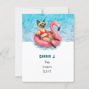 Pool Geburtstagsparty für Katzen Liebhaber Postkarte