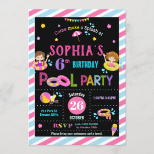 Pool Geburtstagsparty Girl Summer Beach Swim Einladung