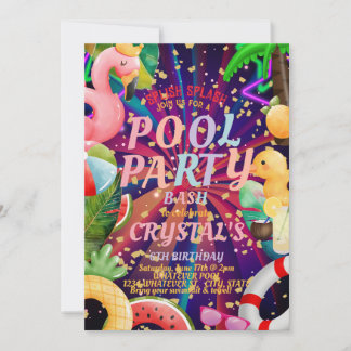 Pool Geburtstagsparty Kids Custom Einladung