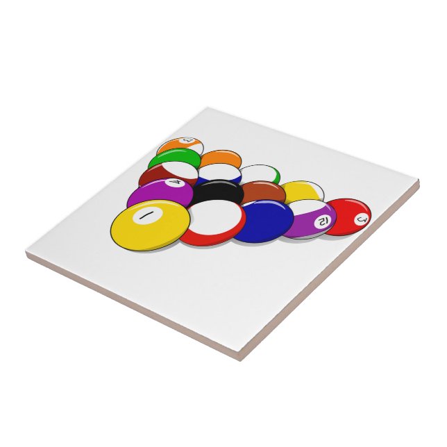 Pool Hall Balls Rack Em Sports Billard Fliese (Seite)