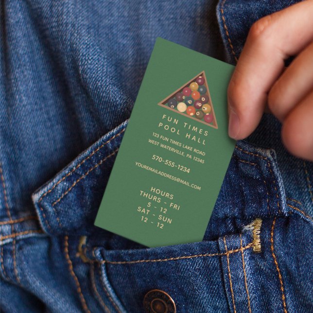 Pool Hall Billard Business Card mit Stunden Visitenkarte (Von Creator hochgeladen)