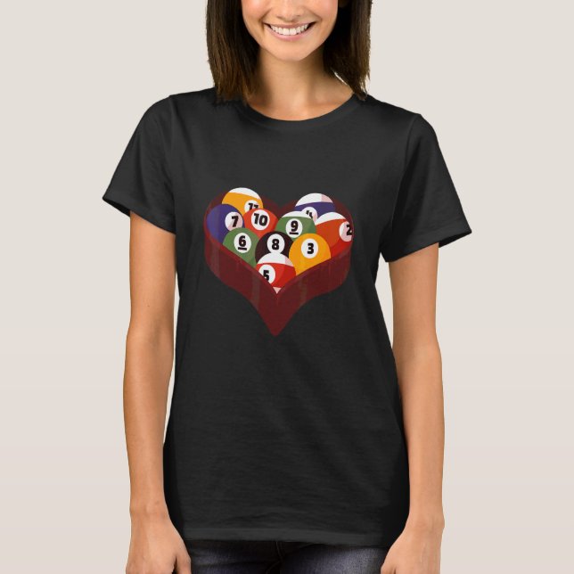 Pool Heart Billard T-Shirt (Vorderseite)