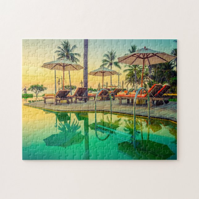 Pool im Sunset Jigsaw Puzzle (Horizontal)