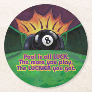Pool ist Glück Runder Pappuntersetzer