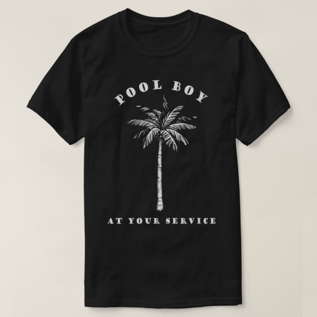 Pool Junge bei Ihrem Service Coconut Tree Funny Ha T-Shirt (Design vorne)