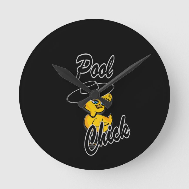Pool-Küken #4 Runde Wanduhr (Vorderseite)