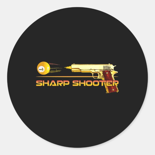 Pool Ll Sharp Shooter Billiards Gelb Runder Aufkleber (Vorderseite)