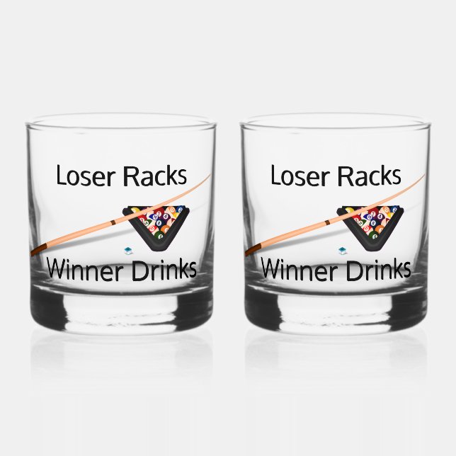 Pool Loser Racks Gewinner Drinks Whiskyglas (Vorderseite)