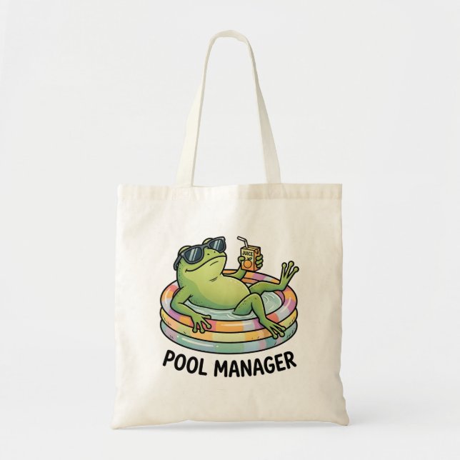Pool-Manager Lustiger Frosch Sommer Cartoon Tragetasche (Vorne)