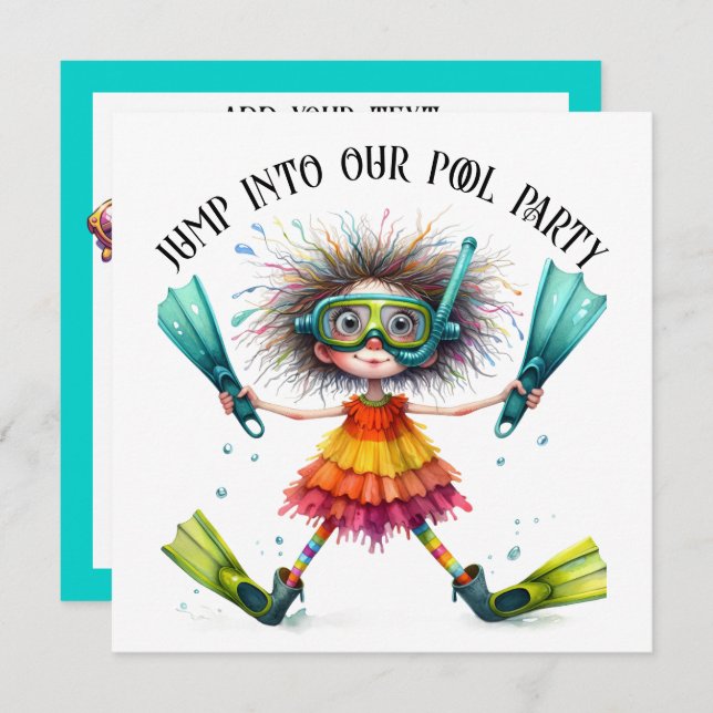 POOL oder Beach PARTY Einladung (Vorne/Hinten)