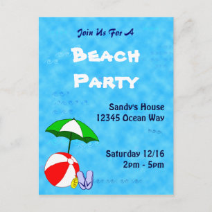 Pool oder Beach Party individuelle Einladung Postk