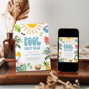 Pool Party Bash Geburtstagseinladung Einladung