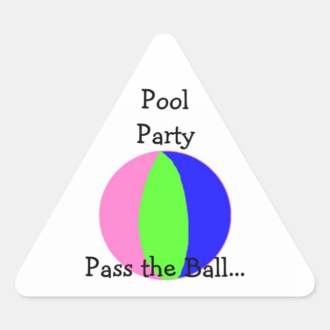 Pool Party - Beach Ball Dreieckiger Aufkleber (Vorderseite)