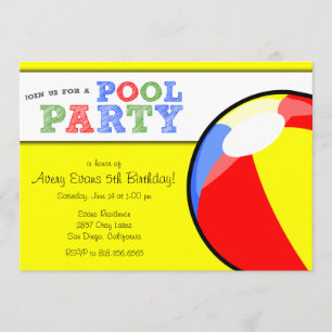 Pool Party Beach Ball Geburtstag Einladung