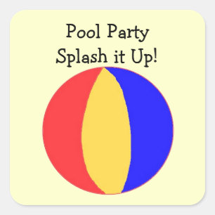 Pool Party - Beach Ball Quadratischer Aufkleber
