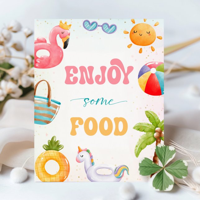 Pool Party, Beach Birthday Party Genießen Sie etwa Sockelschild (Von Creator hochgeladen)