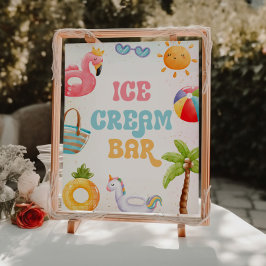 Pool Party, Beach Birthday Party Ice Creme Bar Sockelschild