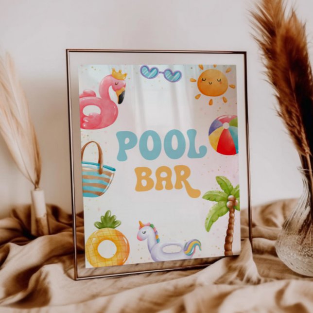 Pool Party, Beach Birthday Party Pool Bar Sockelschild (Von Creator hochgeladen)